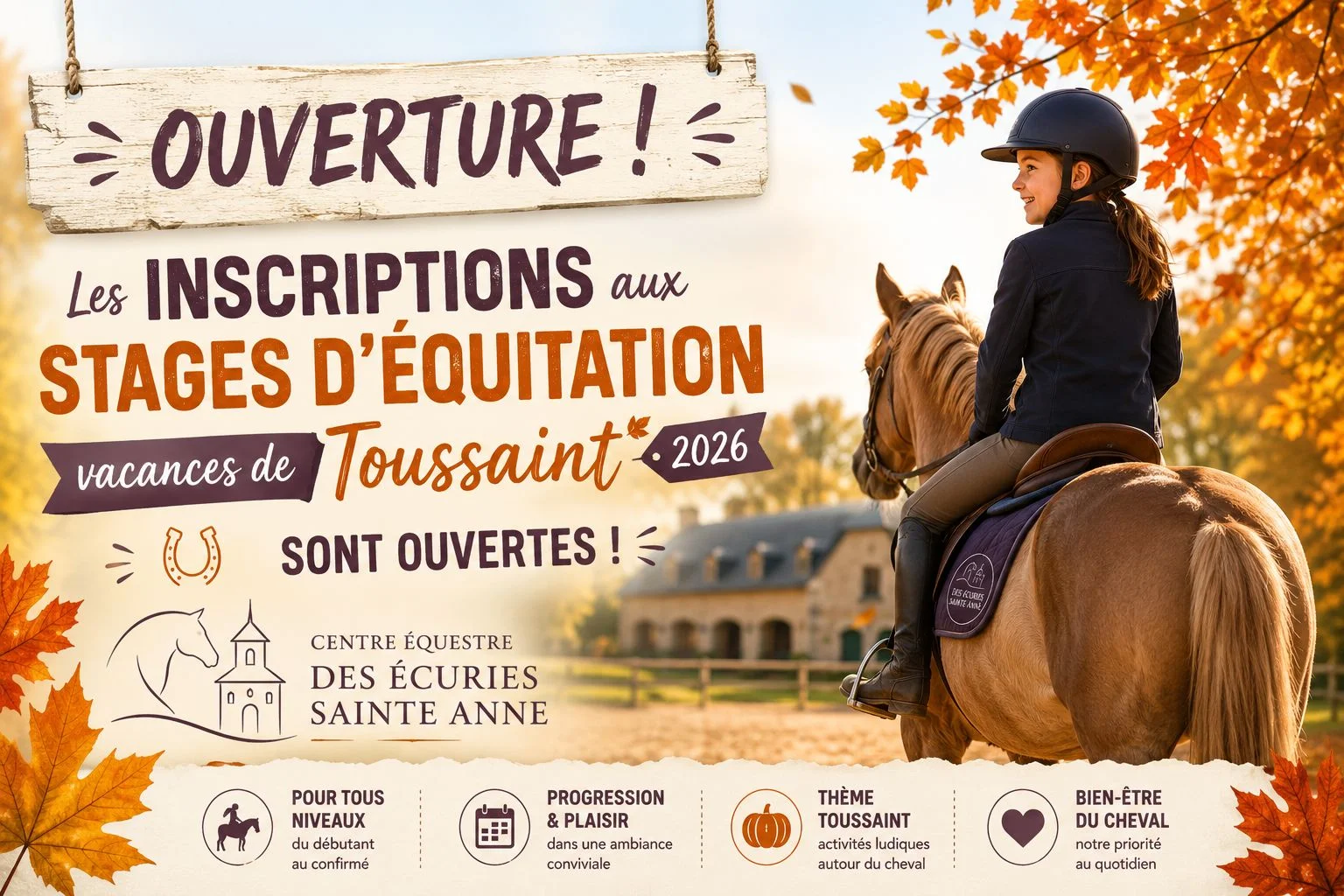 Stages d'équitation vacances printemps du 21 au 1er mai 2026